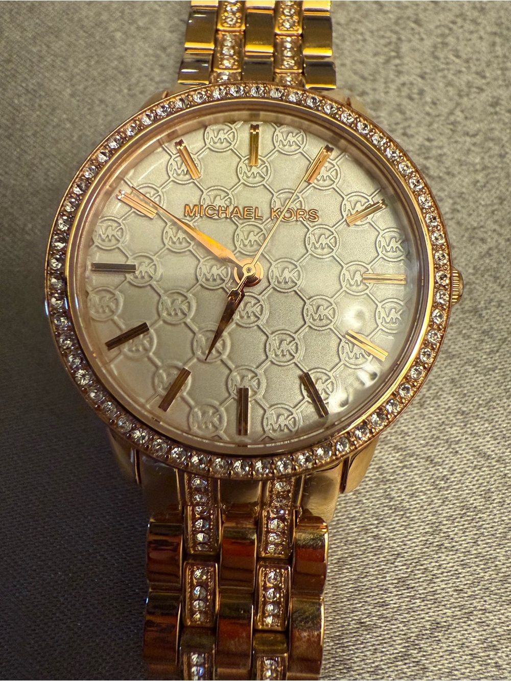 Michael Kors Rose Gold Tone Crystal Bezel Bracelet Watch